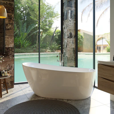 BELBAGNO ROMANO FREE STANDING BATHTUB SEMI GLOSS WHITE (AVAILABLE IN 1500MM AND 1700MM)