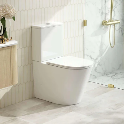 MERCIO OXFORD QUIET RIMLESS AND TORNADO FLUSH BACK TO WALL TOILET SUITE GLOSS WHITE
