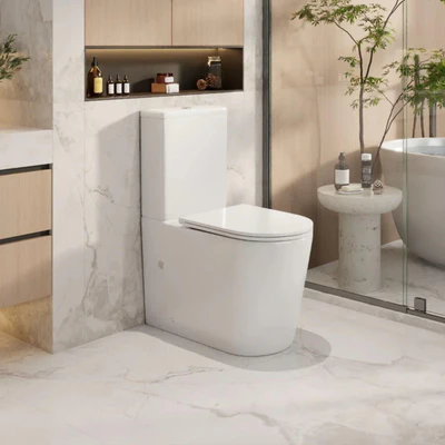 MERCIO PANI RIMLESS BACK TO WALL TOILET SUITE GLOSS WHITE
