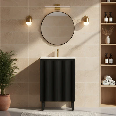 CETO BRIGHTON MATTE BLACK 600MM SINGLE BOWL FLOOR STANDING VANITY