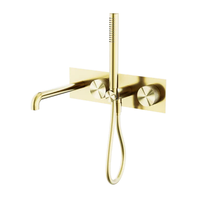 NERO OPAL PROGRESSIVE SHOWER SYSTEM WITH SPOUT BRUSHED GOLD (AVAILABLE IN 230MM AND 250MM)