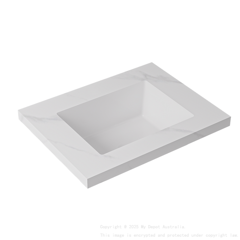 600x460x190mm Carrara White Sintered Stone Seamlessjoined With Fine Ceramic Basin Single Bowl No Tap Hole