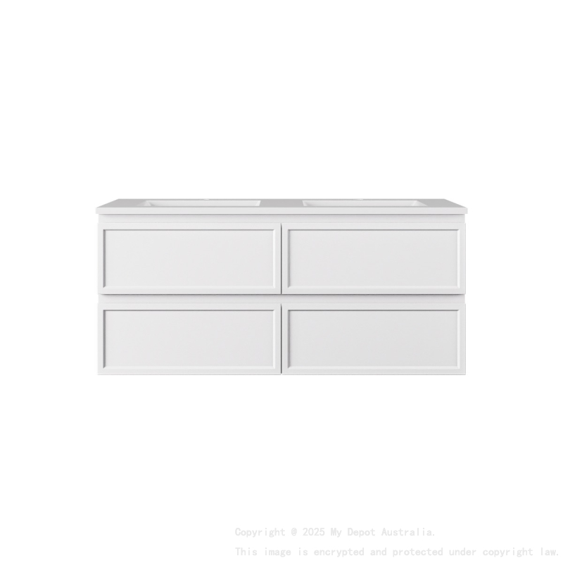 1190*455*560mm Matte White Hamilton Federation Wall Hung PVC Cabinet For Double