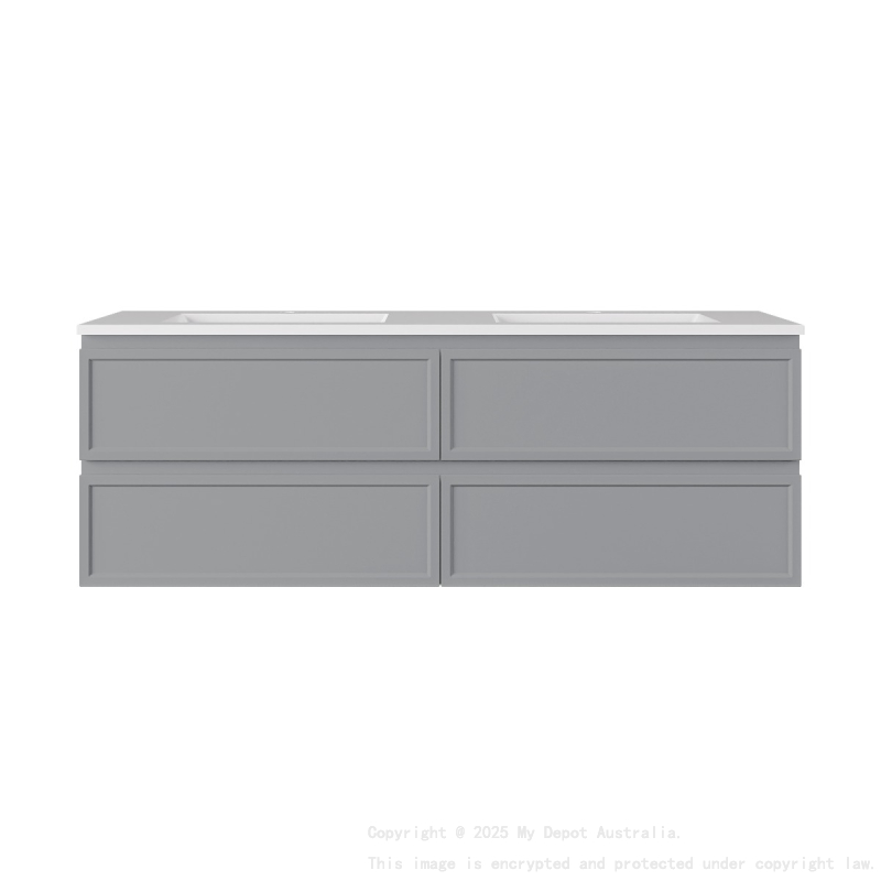 1490*455*500mm Matte Grey New Hamilton Federation Slim Wall Hung Cabinet For Single Bowl And Double Bowl