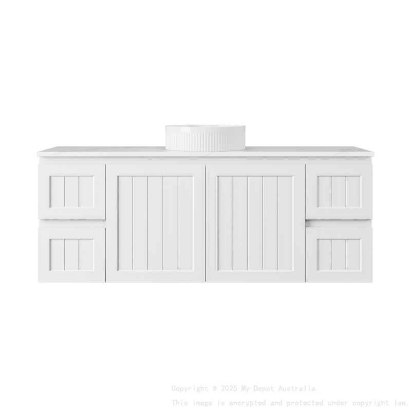 1490*455*560mm Matte White Archill Federation Wall Hung Ensuite PVC Cabinet 