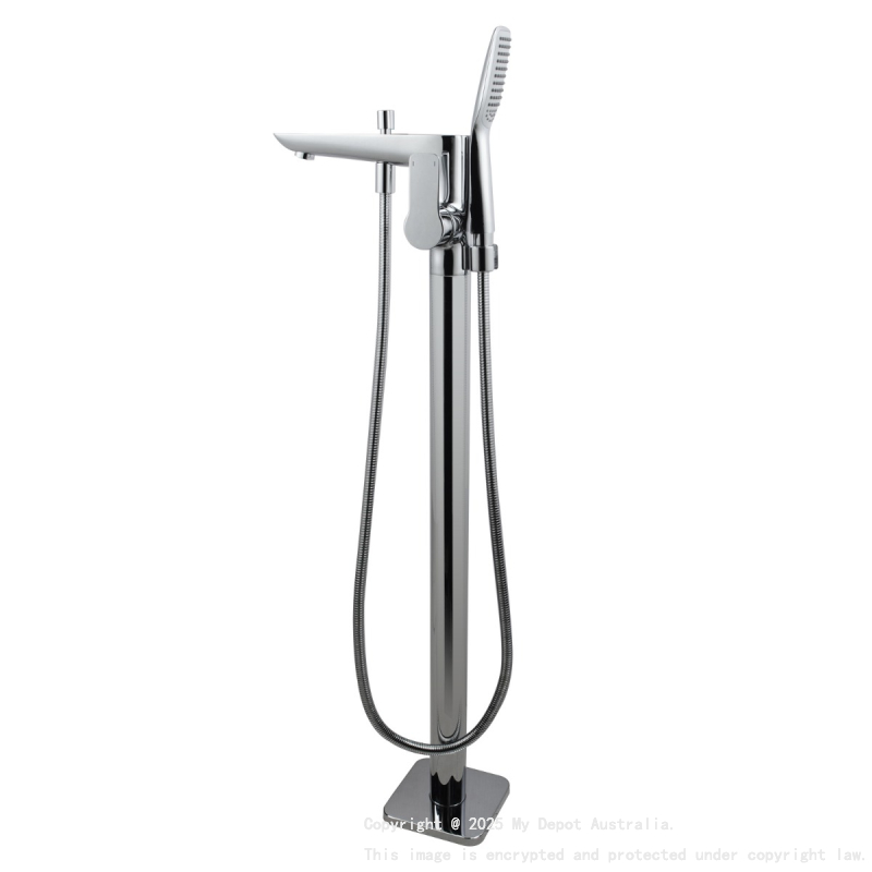 Chrome Floor Standing Mixer With Diverter & Handheld Shower(Brass)