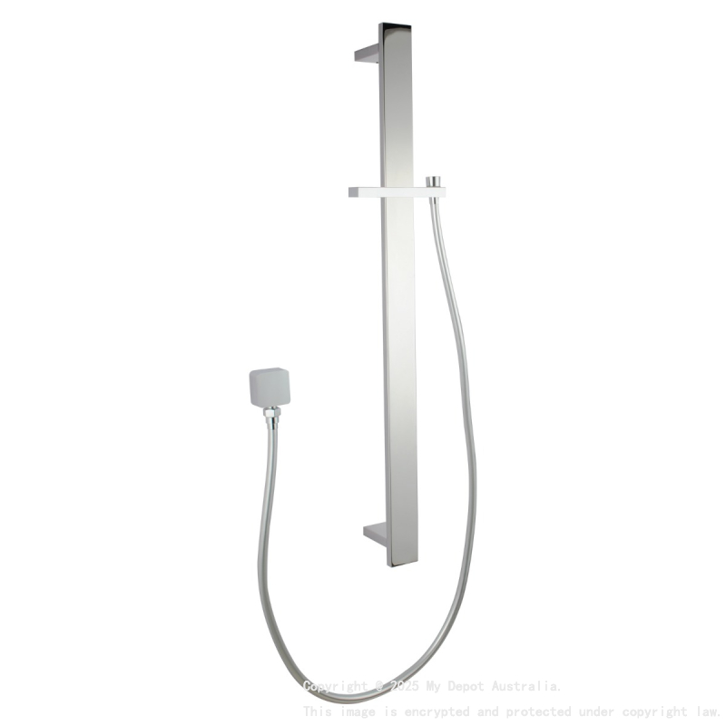 Square Chrome Sliding Shower Rail without Handheld Shower