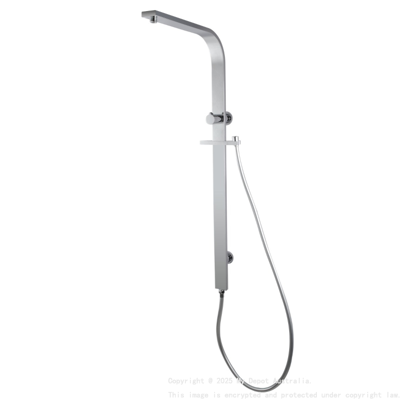 Chrome Square Shower Station without Shower Head and Handheld Shower(Wide Rail)