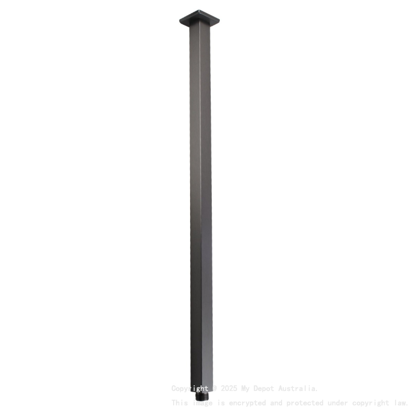 Square Gun Metal Grey Ceiling Shower Arm 600mm
