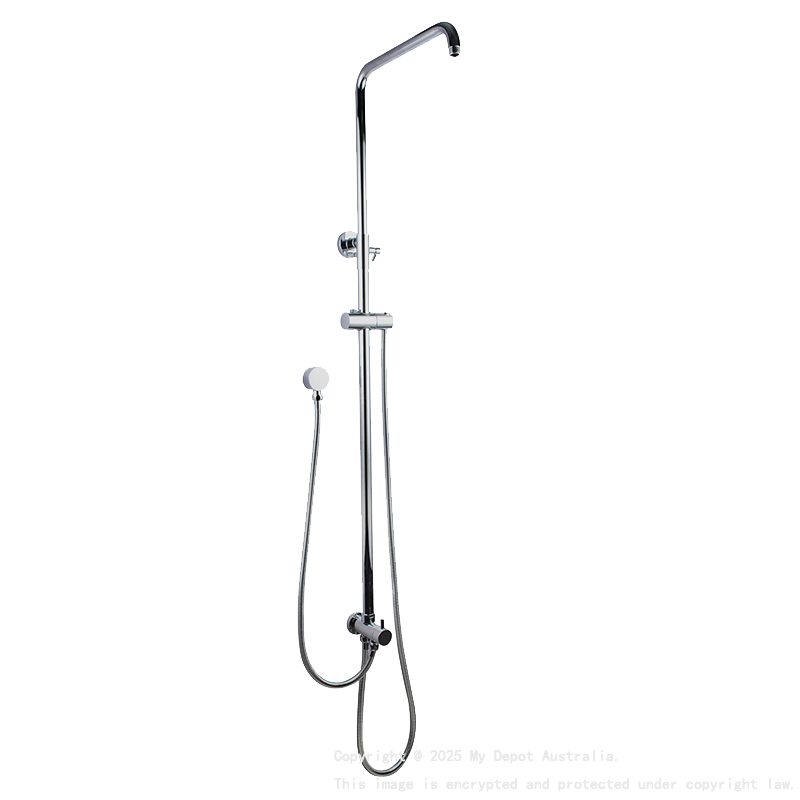 Round Chrome Top/Bottom Water Inlet Twin Shower Rail With Diverter