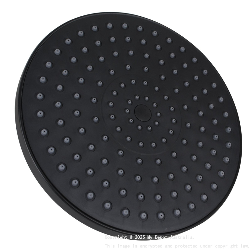 Round Black Rainfall Shower Head 200mm