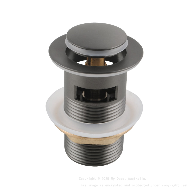 32/40mm Solid Brass Basin Pop Up Waste with Overflow Gun Metal Grey