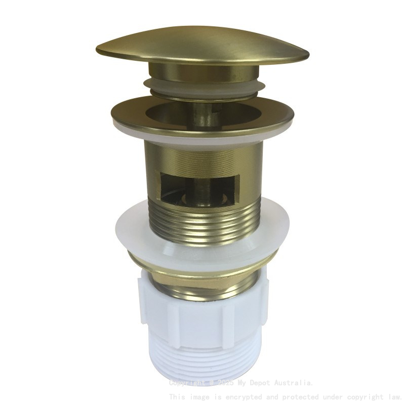 32/40mm Brushed Yellow Gold Mushroom Solid Brass Basin Pop Up Waste with Overflow