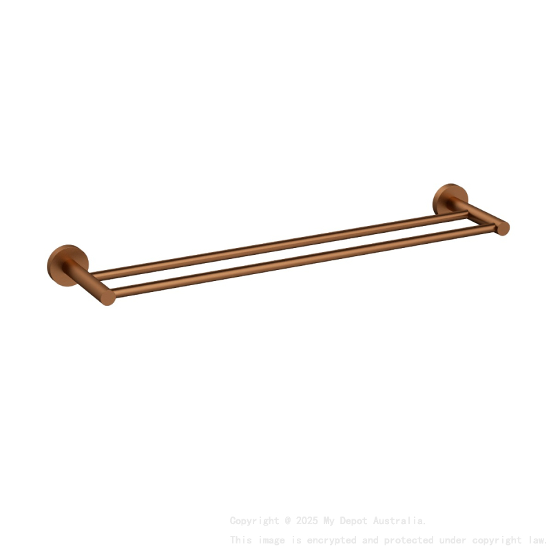 Otus Slimline Double Towel Rail 600mm Brushed Copper