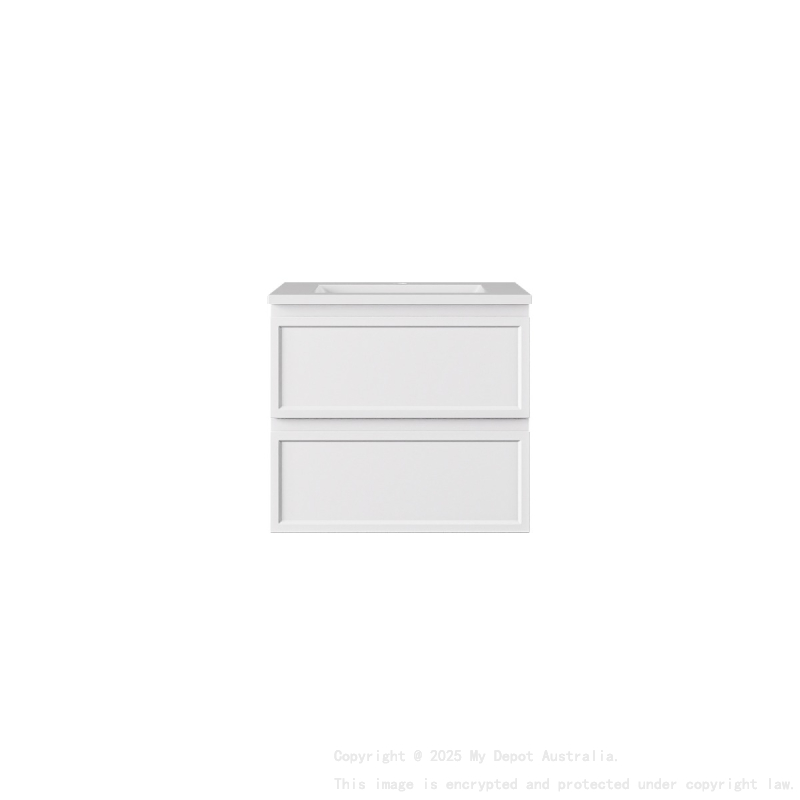 590*455*560mm Matte White Hamilton Federation Wall Hung PVC Cabinet Two Drawers