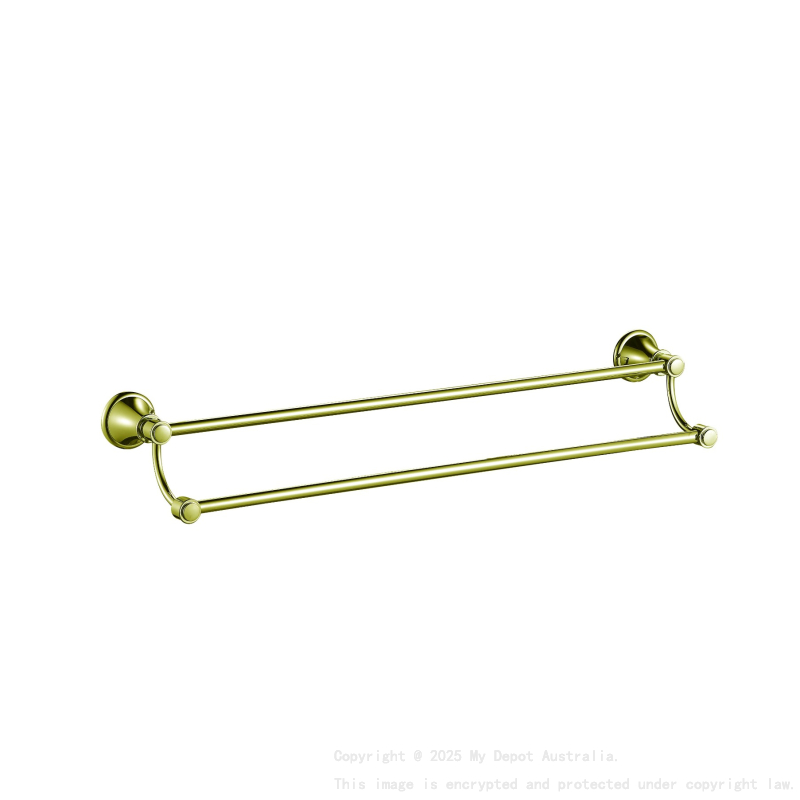 Clasico Double Towel Rail 600mm in Brushed Gold