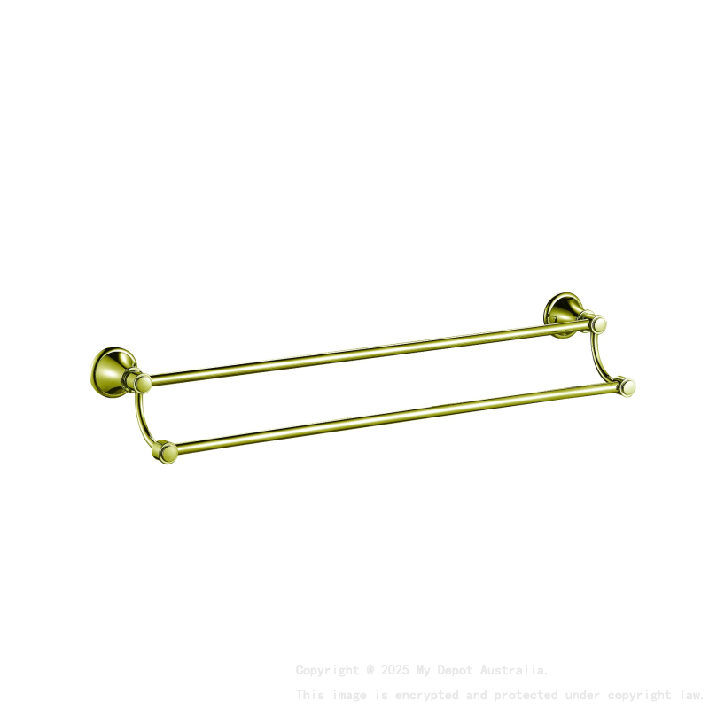 Clasico Double Towel Rail 800mm in Brushed Gold