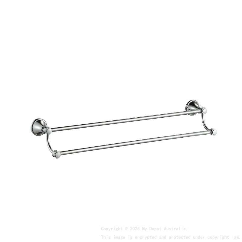 Clasico Double Towel Rail 800mm in Brushed Nickel