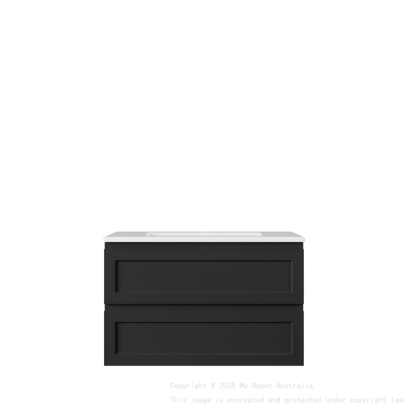 740*360*560mm Matte Black Archill Federation Wall Hung Ensuite PVC Cabinet Left Hand Drawer