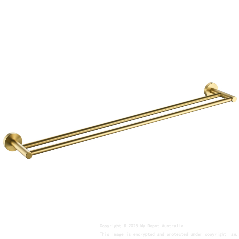 Otus Round Double Towel Rail 600mm Brushed Gold