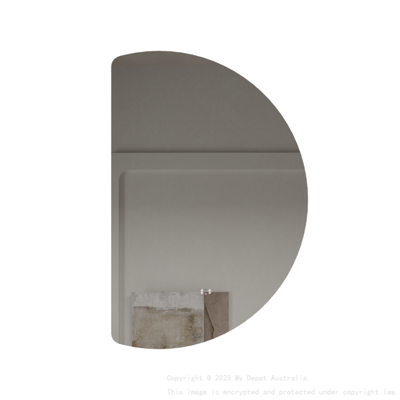 665x1000mm Half-Moon 3 Color Backlit LED Mirror With Touchless Sensor Switch, Flat Left Side