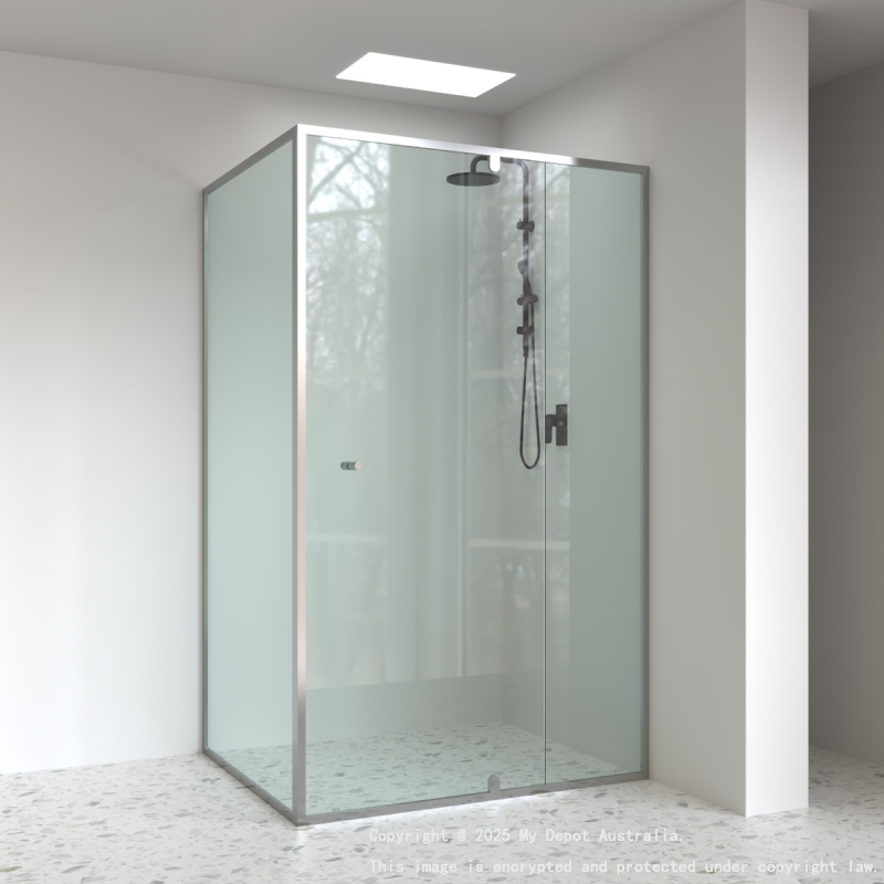 6mm Corner Semi Framed Shower Screens, L Shape, Pivot Door