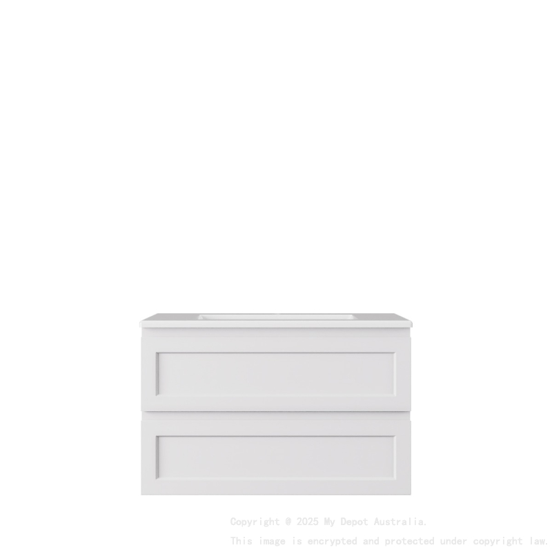 890*360*560mm Matte White Archill Federation Wall Hung Ensuite PVC Cabinet Left Hand Drawer