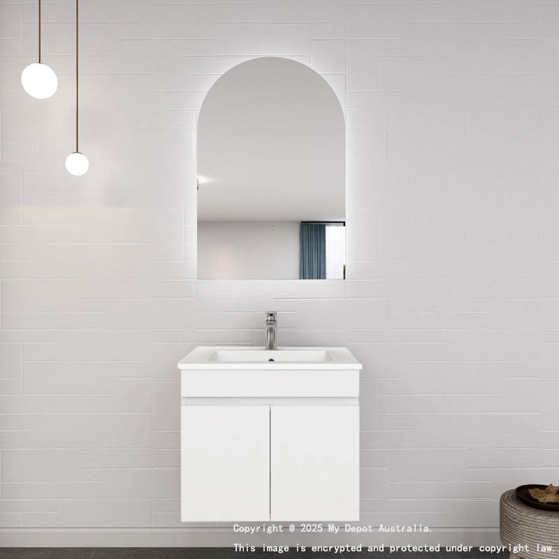 600*450*560mm Wall Hung Gloss White PVC Vanity  With Ceramic  Top  Cabinet Only