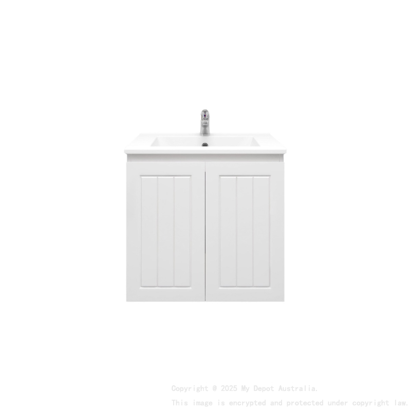 600MM Amber Matte White 2PAC MDF 2/DR Wall Hung Cabinet Only