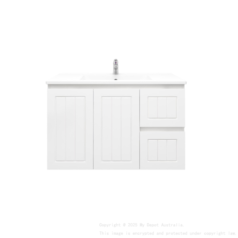 900MM Amber Matte White 2PAC MDF 2L/DW 2R/DR Wall Hung Cabinet Only