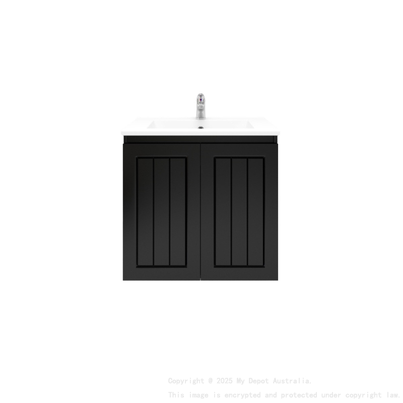 600MM Amber Matte Black 2PAC MDF 2/DR Wall Hung Cabinet Only