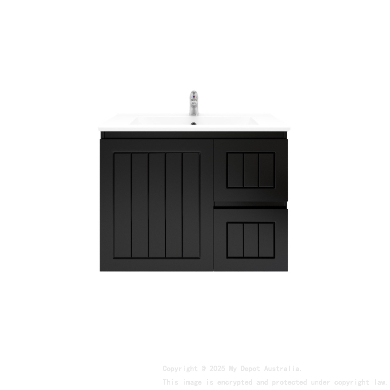 750MM Amber Matte Black 2PAC MDF 2L/DW 1R/DR Wall Hung Cabinet Only