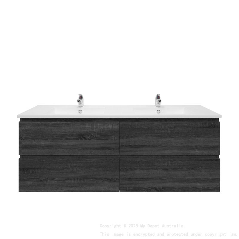 1500mm Dark Grey MDF Bathroom Vanity 4 Drawers Wall Hung Cabinet Only 