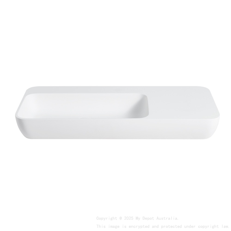 900*400*120mm Matt White Rocca Solid Surface Stone Wall Hung Basin With Semi Drill Tap Hole None Overflow 32mm Waste