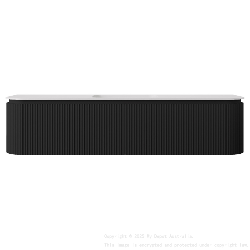 1790x495x400mm Matte Black Estella Modern Wall Hung Vanity PVC Cabinet Two Middle Drawer Plus Two Side Drawers Soft Closing Door And Drawers