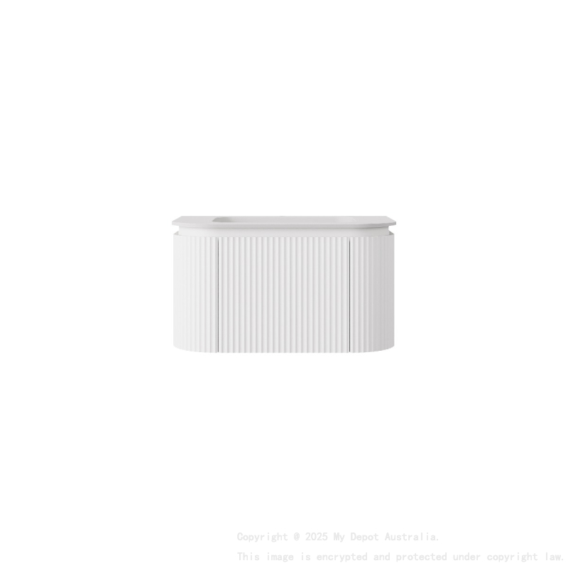 740x495x400mm Matte White Estella Modern Wall Hung Vanity PVC Cabinet Two Middle Drawer Plus Two Side Drawers Soft Closing Drawers