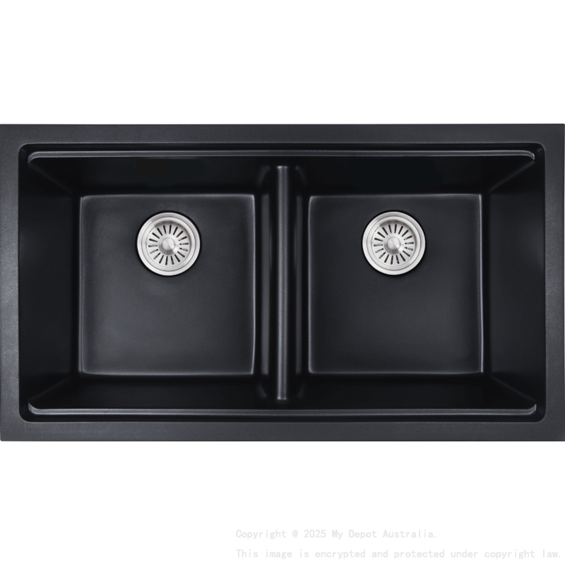 833*467*240mm Cora Black Undermount Double Bowl Granite Sink