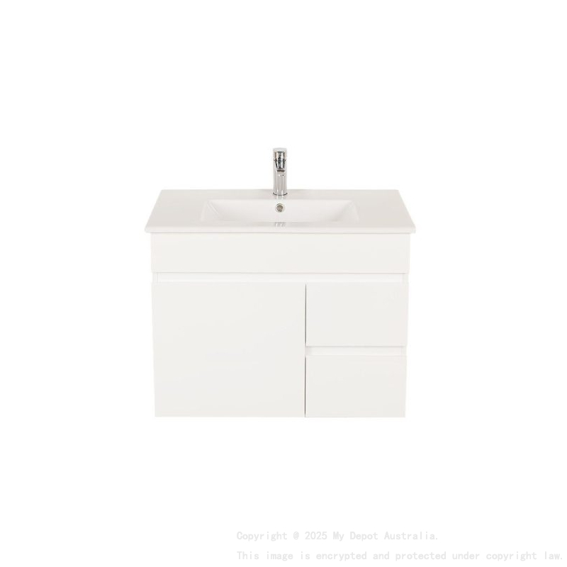 750*450*560mm Wall Hung Gloss White PVC Vanity Cabinet Only Right Drawer