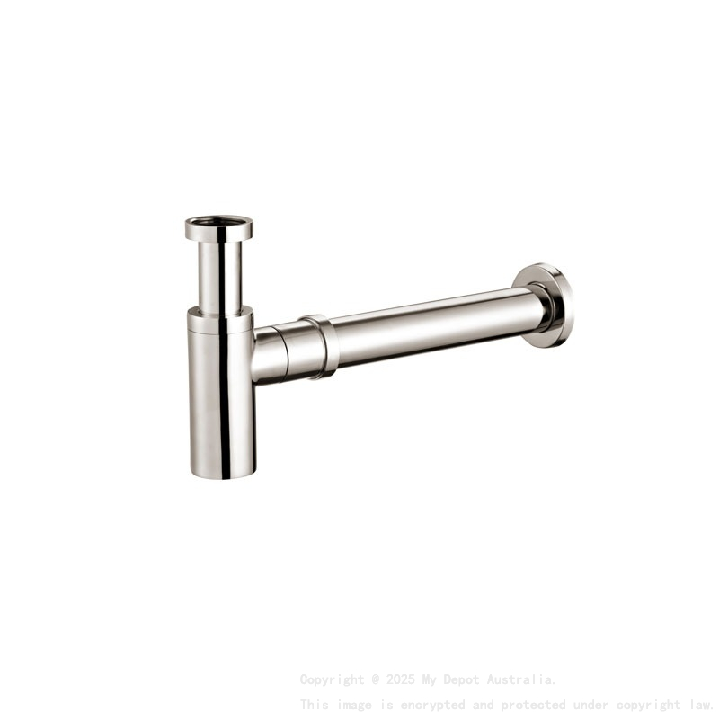 Rund Brass Bottle Trap Brushed Nickel