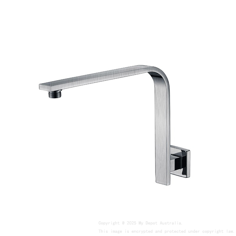 Square Curved Shower Arm Brushed Nickel