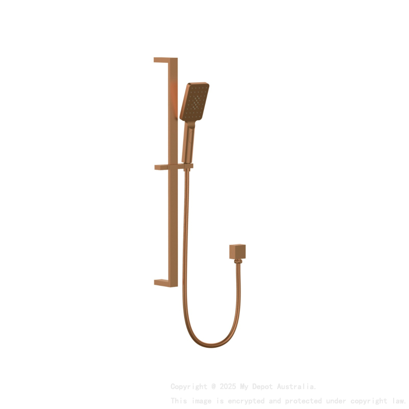 Eckig Brass Brushed Bronze Square Sliding Rail Shower 3 Spray Function Hand Shower Head