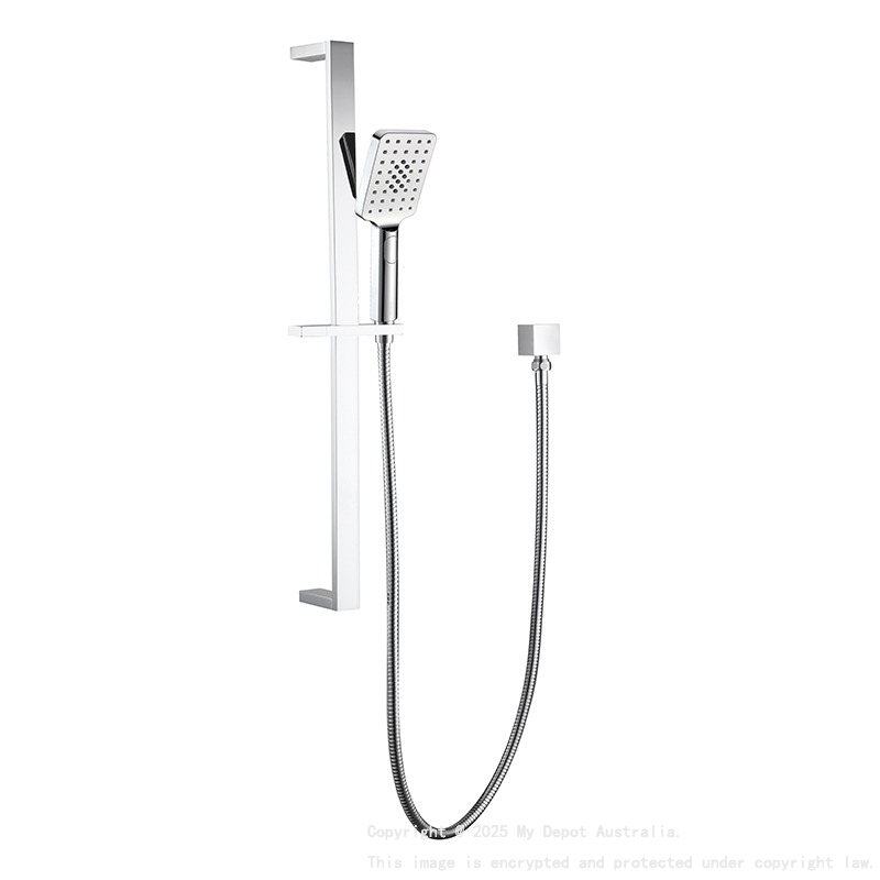 Eckig Brass Chrome Sliding Rail Shower 3 Spray Function Hand Shower Head