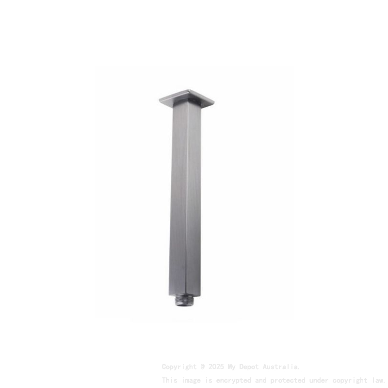 Square Brushed Nickel Ceiling Shower Arm 600mm