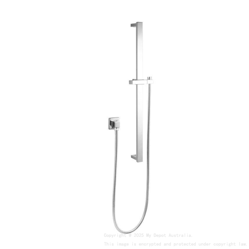 Square Chrome Hand Shower Rail without Handheld Shower(PVC Hose)
