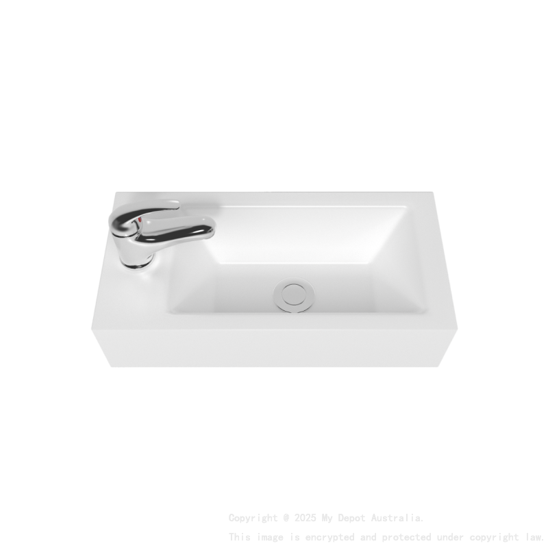 500mm Gloss White Ceramic Vanity Top Left Tap Hole