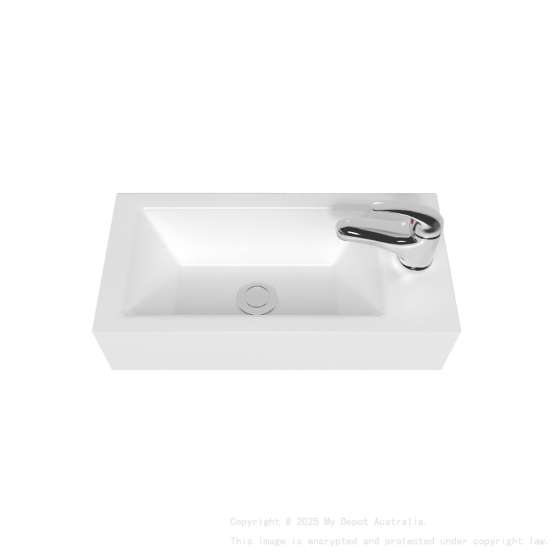 500mm Gloss White Thin Edge Ceramic Vanity Top Right Tap Hole