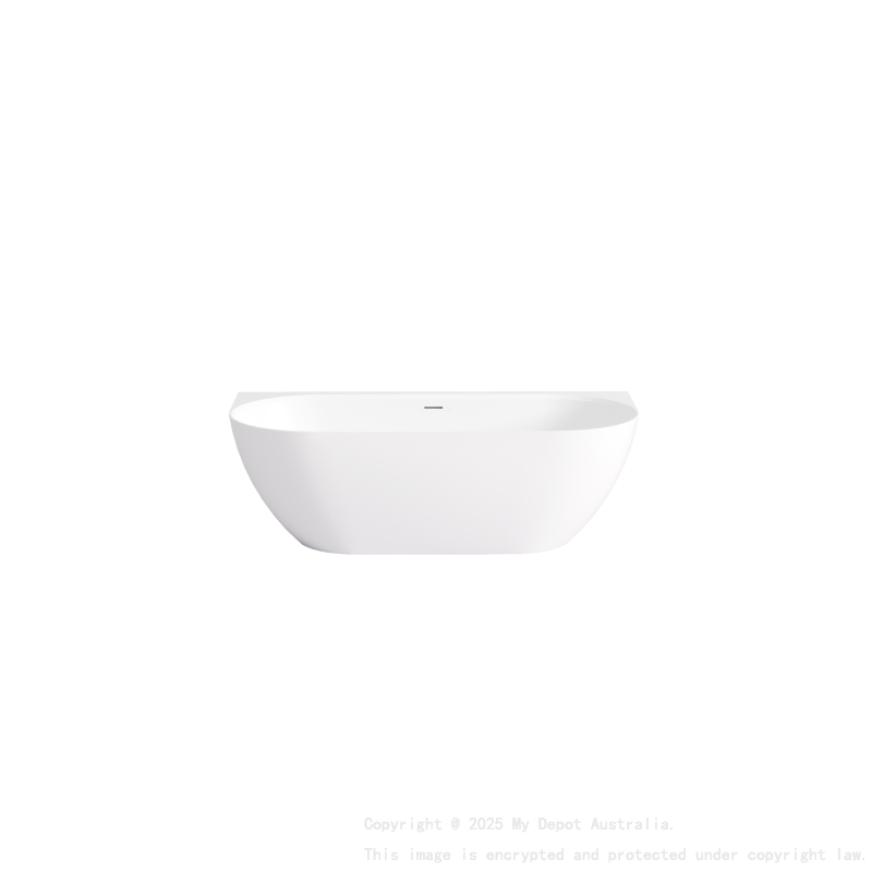1500*770*551mm Matte White Ellips Back To Wall Free Standing Acrylic Bathtub  With Overflow Matte White Waste And Pipe Included