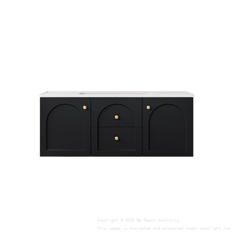 1190*455*470mm Matte Black Chester Federation Wall Hung PVC Cabinet