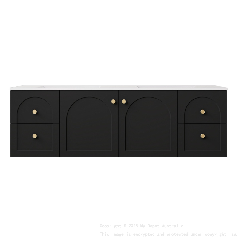 1490*455*470mm Matte Black Chester Federation Wall Hung PVC Cabinet