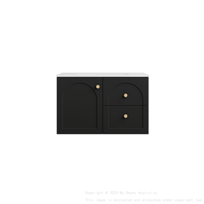 740*455*470mm Matte Black Chester Federation Wall Hung PVC Cabinet,Right Hand Drawers
